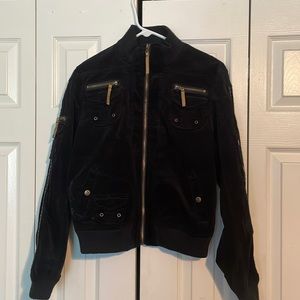 Black Jean Bomber Jacket